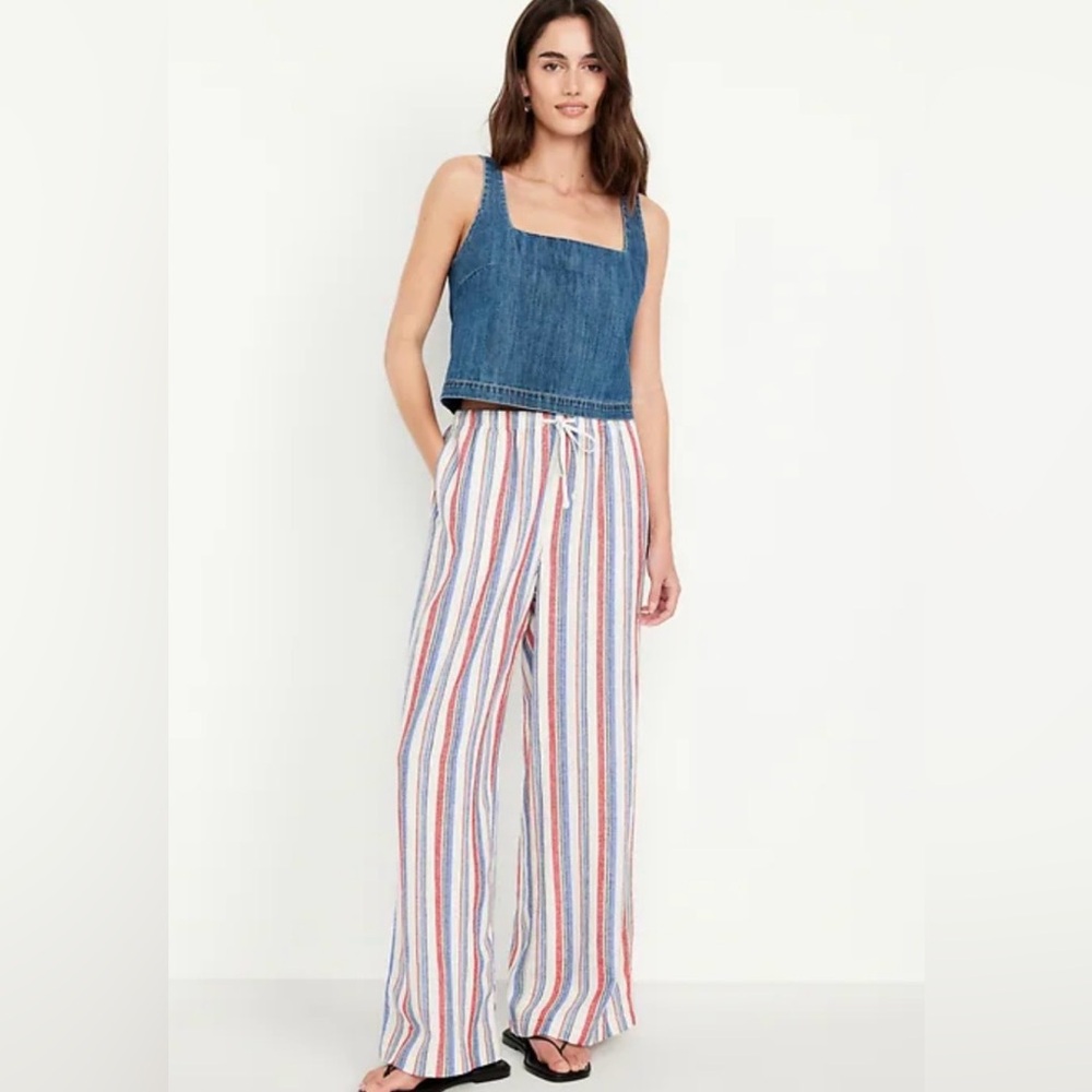 Old Navy High Waisted Linen Blend Wide Leg Pants